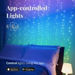 Twinkly Curtain – App-Controlled LED Christmas Lights With 210 RGB+W (16 Million Colors + Warm White) LEDs. 5 By 7 Feet. Clear Wire. Indoor And Outdoor Smart Lighting Decoration 11 Twinkly Curtain – App-Controlled LED Christmas Lights With 210 RGB+W (16 Million Colors + Warm White) LEDs. 5 By 7 Feet. Clear Wire. Indoor And Outdoor Smart Lighting Decoration -Xmas Lighting Shop 61lfohx0stL. AC SL1201