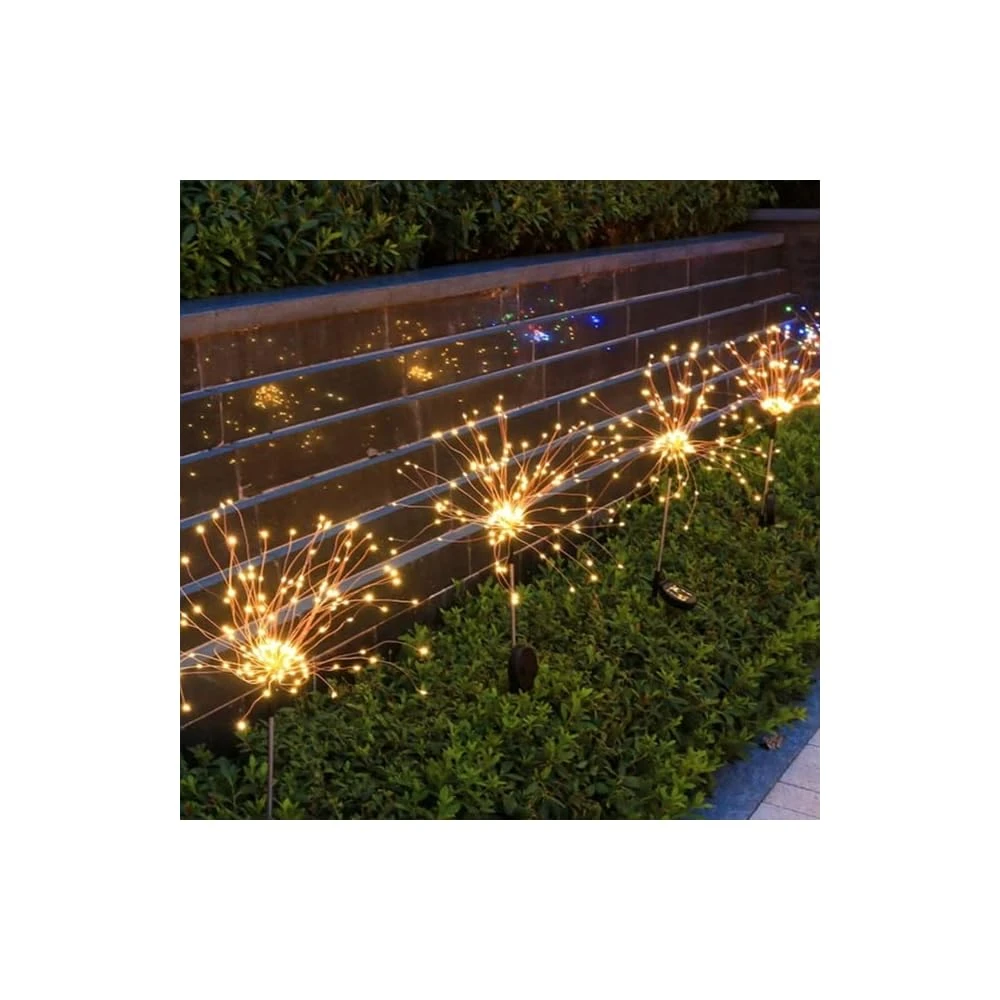 LoveNite Solar Garden Lights, Outdoor Solar Firework Stake Lights, Waterproof Copper Wire Decorative Landscape Lights For Pathway Backyard Patio Lawn Christmas Party Decor (Warm White, 4) 2 LoveNite Solar Garden Lights, Outdoor Solar Firework Stake Lights, Waterproof Copper Wire Decorative Landscape Lights For Pathway Backyard Patio Lawn Christmas Party Decor (Warm White, 4) - Image 2