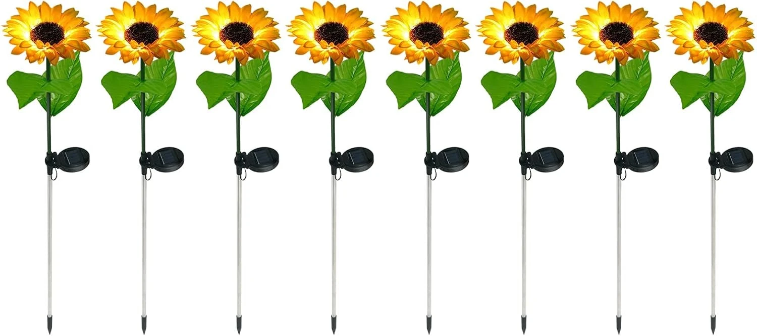 Sunflower Solar Lights, Blueguan 8 Pack Solar Sunflowers Outdoor Garden Lights Waterproof IP65, Durable Rechargeable Solar Sunflower Lights Decorative For Lawn Yard, Christmas Patio Pathway Décor 2 Sunflower Solar Lights, Blueguan 8 Pack Solar Sunflowers Outdoor Garden Lights Waterproof IP65, Durable Rechargeable Solar Sunflower Lights Decorative For Lawn Yard, Christmas Patio Pathway Décor - Image 2