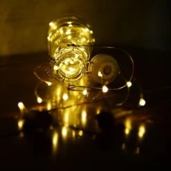 Decorman 10 Pack Solar Powered Wine Bottle Lights, 10 LED Waterproof Copper Cork Shaped Lights For Wedding/Christmas/Outdoor/Holiday/Garden/Patio/Yard/Pathway Decor (Warm White) -Xmas Lighting Shop 61n13XIXlcL. AC SL1000