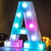 Marquee Light Up Letters LED Letter Lights Alphabet Battery Powered Seven Colors Auto-Changing Lighted Letters For Party Birthday Wedding Bar Christmas Girls Room Decoration A