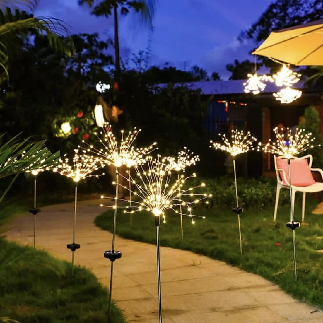 LoveNite Solar Garden Lights, Outdoor Solar Firework Stake Lights, Waterproof Copper Wire Decorative Landscape Lights For Pathway Backyard Patio Lawn Christmas Party Decor (Warm White, 4) 7 LoveNite Solar Garden Lights, Outdoor Solar Firework Stake Lights, Waterproof Copper Wire Decorative Landscape Lights For Pathway Backyard Patio Lawn Christmas Party Decor (Warm White, 4) - Image 7