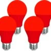GREENIC Red Light Bulbs 9W (60 Watt Equivalent), 120V E26 Base A19 Red LED Lights For Bedroom, Porch, Holiday, Party, Valentine's Day, Halloween, Christmas, Home (4 Pack)