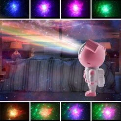 Moofahom Star Projector Galaxy Night Light With Timer And Remote - Astronaut Starry Nebula Ceiling LED Lamp, Gift For Kids And Adults For Bedroom, Christmas, Birthday, Valentine's Day Etc.（Pink-White -Xmas Lighting Shop 61p RBCPTRL. AC SL1000