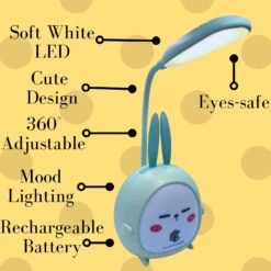 Ellington Gifts Cute Table Lamp LED Night Study Light Animals Cute | Portable Foldable Rechargeable Lamp Children Light | Reading Adjustable LED Light For Kids Students | Christmas Birthday (Blue) -Xmas Lighting Shop 61pKl7Lo59L. AC SL1402