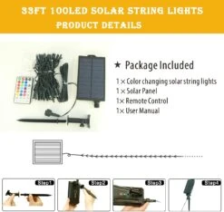 Color Changing String Lights Outdoor Solar Powered, 33FT 100 LED Colorful Christmas Lights With Remote Timer Waterproof Multicolor Fairy Lights For Garden Party Yard Tree Halloween Christmas Decor -Xmas Lighting Shop 61q4yQOhQDL. AC SL1406