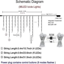 Orangie LED Icicle Lights, 96 LEDs 11.4ft 8 Modes, Curtain Fairy Light, LED String Light For Wedding/Christmas/Halloween/Thanksgiving/Easter/Party Backdrops Family Patio Lawn Decoration(Warm White) -Xmas Lighting Shop 61qDeI1VILL. AC SL1001