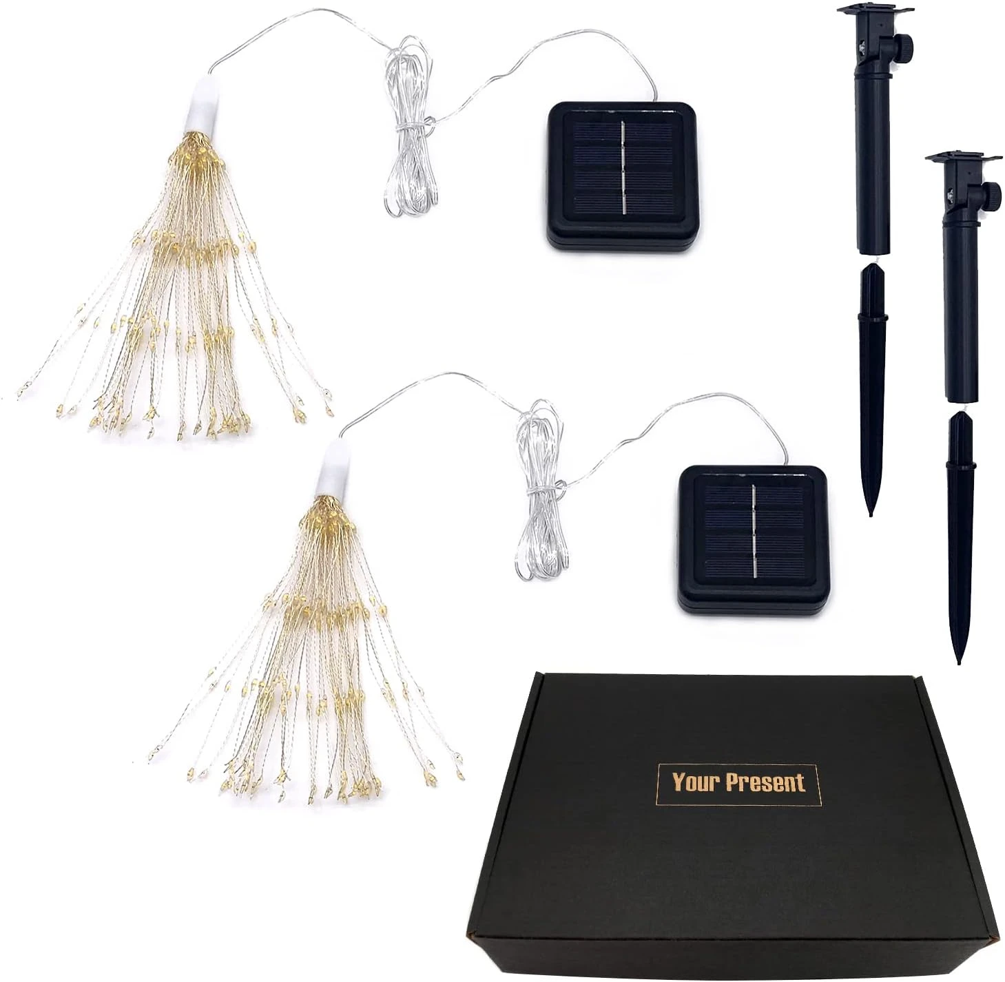 Crayfomo 200 LED Solar Starburst Light, Outdoor Chandelier Lights, 2 Pack Garden String Lights, 8 Modes Hanging Decorative Christmas Lights For Garden Patio Yard Path 6 Crayfomo 200 LED Solar Starburst Light, Outdoor Chandelier Lights, 2 Pack Garden String Lights, 8 Modes Hanging Decorative Christmas Lights For Garden Patio Yard Path - Image 6