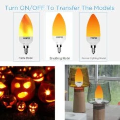 YKOPEO Flame Light Bulbs E12, LED Flickering Light Bulbs Simulated Fire Effect Tip Candelabra Bulb Flame With 3 Mode, 3W Firework Light Bulb For Halloween Christmas Holiday Lantern Decoration-4Pack -Xmas Lighting Shop 61rBntI9YDL. AC SL1001