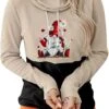 Color Block Women's Hoodie Merry Christmas Winter 2023 Drawstring Print Hooded Sweatshirt Long Sleeve Hoodies