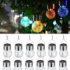 12 Pack Hanging Solar Powered LED Light With 10 Color Auto-Changing, Cracked Glass Ball Light, Waterproof Outdoor Christmas Decorative Lantern For Garden, Yard, Patio, Lawn
