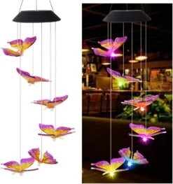 Butterfly Solar Light, Epicgadget Solar Butterfly Wind Chime Color Changing Outdoor Solar Garden Decorative Lights For Walkway Pathway Backyard Christmas Decoration Parties (Purple Wing Tip Butterfly) -Xmas Lighting Shop 61sOi5tFqgL. AC SL1000
