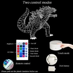 SHINECLOUD Godzill-a Night Light Godzill-a Lamp Godzill-a Toys Decor Light,Romote Control&16 Color,Birthday Gifts For Boys/Christmas Gifts For Children(Classic) (XCY2022081001) -Xmas Lighting Shop 61t tKgO38L. AC SL1001