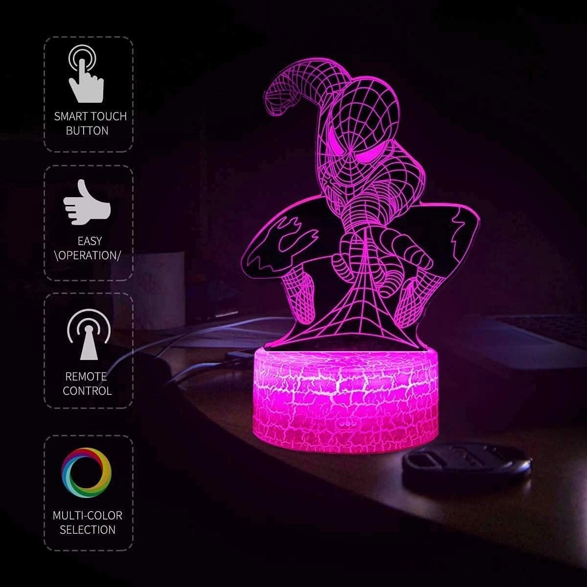 Night Light For Boys And Girls ,XXMANX 3D Nightlight Bedside Lamp 7 Colors Changing Touch & Remote Control Boys Toys Christmas Gifts For Men Kids (Remote & Touch 3 Night Light For Boys And Girls ,XXMANX 3D Nightlight Bedside Lamp 7 Colors Changing Touch & Remote Control Boys Toys Christmas Gifts For Men Kids (Remote & Touch - Image 3