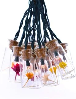 Shinar Solar Lights 15 Glass Jar Warmwhite LED With Flowers Solar String Lights Lanterns Warm White For Outdoor Garden Christmas Tree Party Wedding Decoration Waterproof (Flowers)