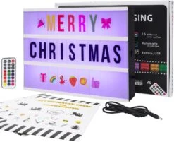 Gemaxvoled Cinema Light Box-Upgraded 16 Colors Changing Light Up Sign Box With 270 Changable Letters & Symbols, A4 Size Letter Message Light Board For Party Birthday Christmas Home Decor