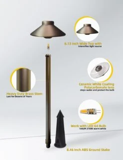 COLOER Low Voltage Pathway Lights, 12-15V AC/DC 2W LED Garden Path Lights Electric, Brass Outdoor Decor Lighting, IP65 Waterproof Christmas Landscape Lighting Wired (602B, 1-Pack With G4 Bulb) -Xmas Lighting Shop 61tLQKd8iiL. AC SL1500