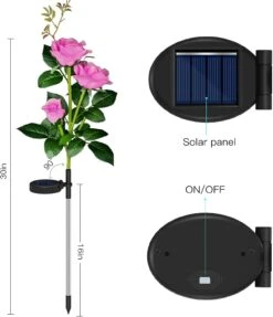 Anordsem Solar Garden Lights Outdoor,2 Pack Solar Flowers Roses Lights Garden Decorative, Waterproof Solar Garden Lights For Garden Lawn Patio Backyard Pathway Christmas Walkway (Pink -Xmas Lighting Shop 61tiNOMeZkS. AC SL1500