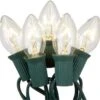 C7 Christmas String Lights-25Ft Vintage Clear Lights With 27 Clear Incandescent Bulbs (2 Spare), Outdoor String Lights For Christmas Party Backyard Wedding - Green Wire