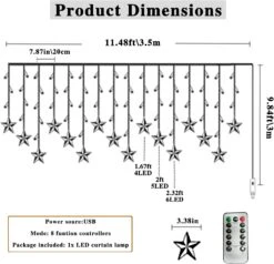 Towardlight Star Curtain Light 11.5FT 159 LED Fairy Night Light Indoor 8 Modes USB Star Lights With Remote Control For Bedroom Wedding Party Christmas New Year Garden Decorations Lights-Warm White -Xmas Lighting Shop 61vskHhgmwL. AC SL1500