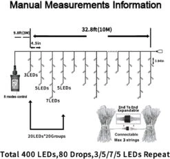 YEGUO 400 LED Purple Halloween Lights Outdoor Waterproof, 33ft 80 Drops Icicle Lights Christmas Lights Connectable, 8 Modes Halloween Lights With Memory For Fireplace Home Indoor Halloween Decor -Xmas Lighting Shop 61w YqfKa6L. AC SL1500