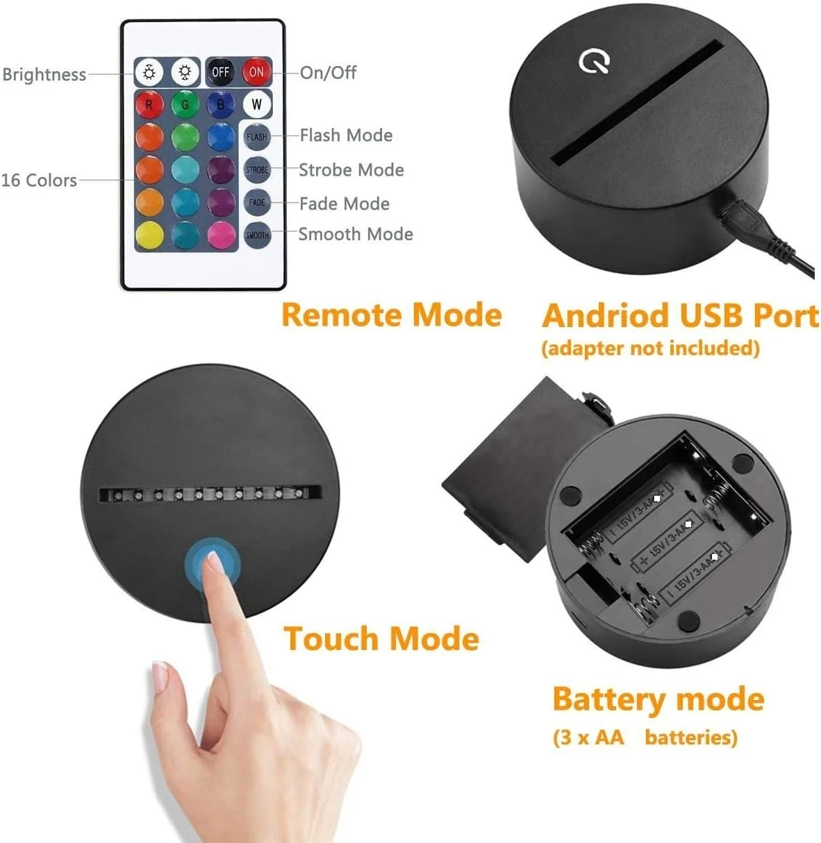 YTDZLTD Creative 3D Brain Night Light 16 Colors Changing USB Power Remote Control Touch Switch Decor Lamp Optical Illusion Lamp LED Table Desk Lamp Children Kids Christmas Brithday Gift 8 YTDZLTD Creative 3D Brain Night Light 16 Colors Changing USB Power Remote Control Touch Switch Decor Lamp Optical Illusion Lamp LED Table Desk Lamp Children Kids Christmas Brithday Gift - Image 8