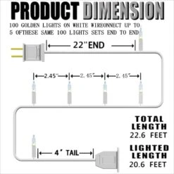 GOODFAITH White Wire ULcertified Outdoor Christmas Lights 100 Lights 22.6ft (100 Lights 22.6ft 1 Pack) Commercial Grade Christmas Lights (White Wire Golden Light) -Xmas Lighting Shop 61wLjVYAKyL. AC SL1500