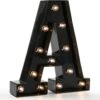Light Up Black Alphabet Marquee Letters Sign LED Marquee Number Lights Sign For Night Light Home Bar Christmas Lamp Birthday Party Wedding Decoration A