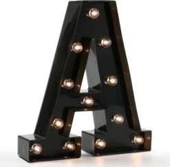 Light Up Black Alphabet Marquee Letters Sign LED Marquee Number Lights Sign For Night Light Home Bar Christmas Lamp Birthday Party Wedding Decoration A