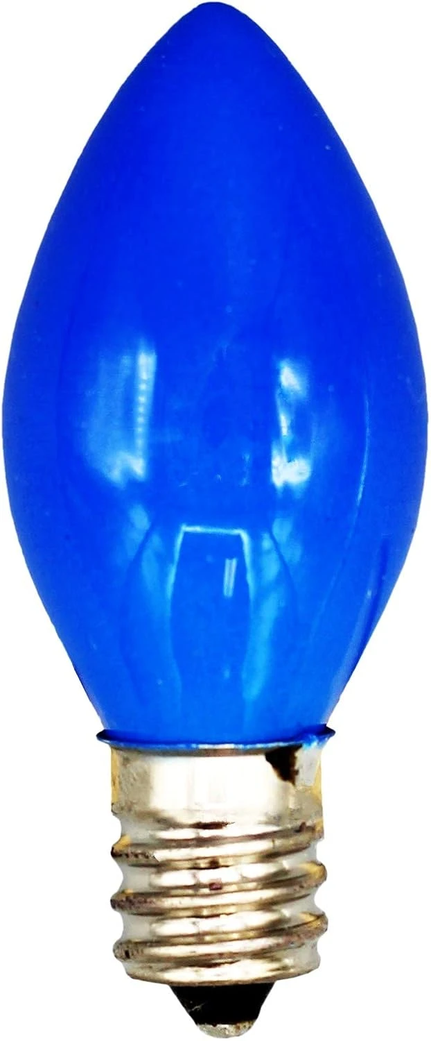Box Of 25 Light Bulbs -C7, Steady Burning - Opaque Blue - 7 Watt - Candelabra Base -Great For Night Lights, Decorative Lights And Christmas Strings 3 Box Of 25 Light Bulbs -C7, Steady Burning - Opaque Blue - 7 Watt - Candelabra Base -Great For Night Lights, Decorative Lights And Christmas Strings - Image 3