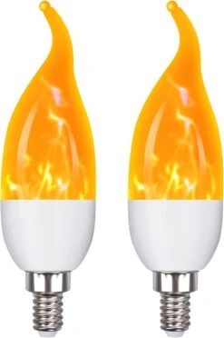 OHLGT E12 Flame Bulbs 2 Pack, 3 Mode LED Candelabra 1.2 Watt Warm White Chandelier 1800k Candle Light Bulbs, Flame Tip For Christmas Party Decorations