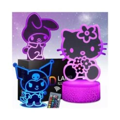 Sunduck 3D Illusion Cat Night Light For Kids - 3 Patterns And 16 Colours Change With Remote Control Kitty Lamp Room Decor Birthdays Holidays Christmas Gifts For Kids And Girls