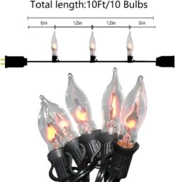 Couah Christmas Flickering String Lights, 10FT Flickering Amber Flame C7 Christmas String Lights Outdoor Decoration Lights For Christmas Tree - Black Wire -Xmas Lighting Shop 61xgnmn48KL. AC SL1500