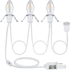 Meonum Accessory Cord With 3 LED Light Bulbs, 8.2 Ft Indoor Blow Mold Light Cord With Female Plug For Halloween Pumpkins Christmas Village Houses And Craft Projects Decoration, Warm White (1 Pack)