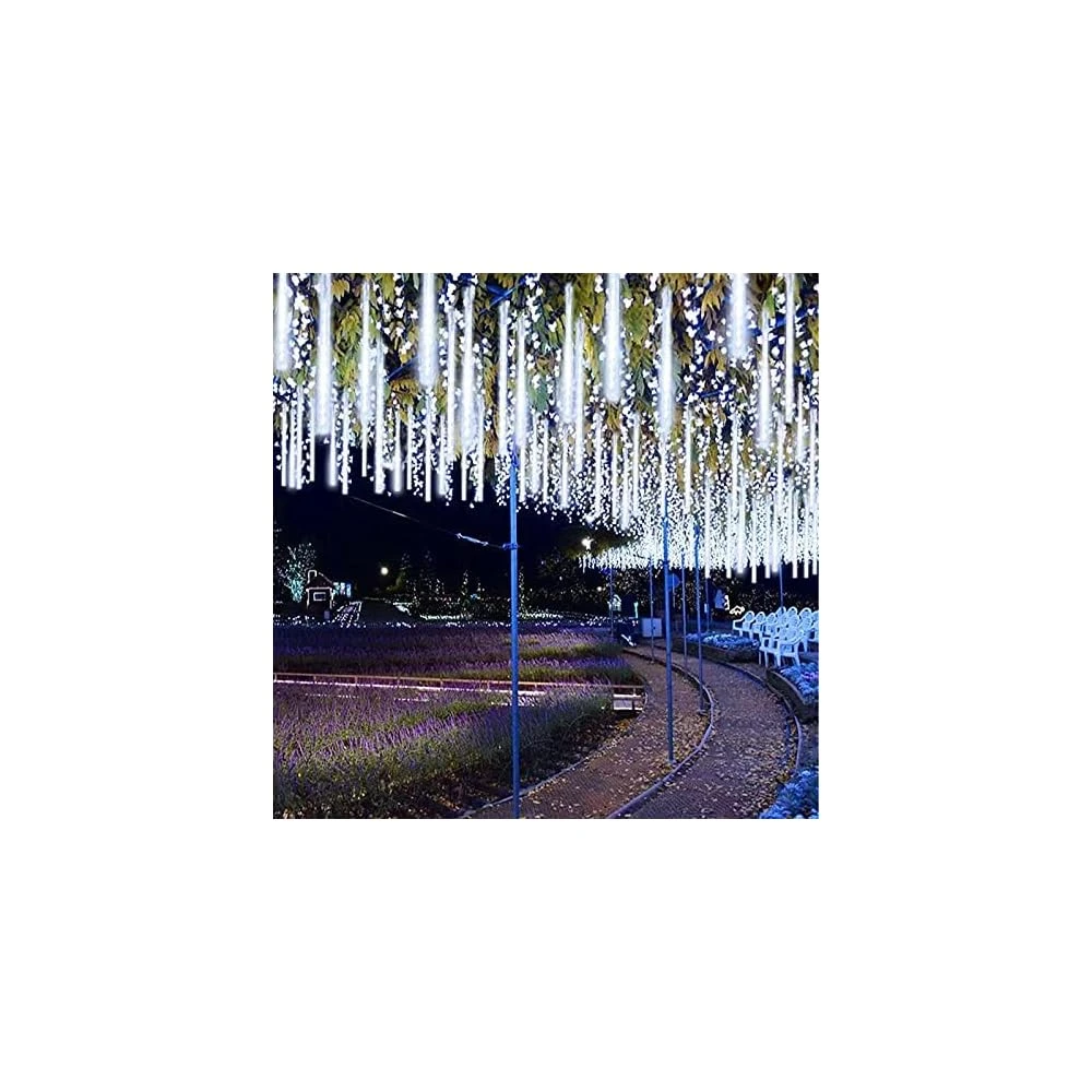 2-Pack Christmas Decorations Lights Outdoor, Total 384LED Meteor Shower Lights Rain Drop Lights 30cm 16 Tubes Indoor Outdoor Snow Cascading String Lights For Xmas Tree Roof Party Garden (Cool White) 7 2-Pack Christmas Decorations Lights Outdoor, Total 384LED Meteor Shower Lights Rain Drop Lights 30cm 16 Tubes Indoor Outdoor Snow Cascading String Lights For Xmas Tree Roof Party Garden (Cool White) - Image 7