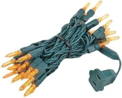 Novelty Lights T5 LED Amber Christmas String Lights - UL Listed Indoor/Outdoor Light Set W/ 35 Mini Bulbs For Christmas Tree, Patio, Wedding Decor - (Green Wire, 11.5' Long)