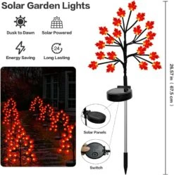 Fall Leaves Decorations Solar Garden Lights Outdoor,40LED RED Maple Leaves Solar Stake Lights - Waterproof Outdoor Autumn Harvest Solar Thanksgiving Lights For Yard Party Home Christmas Decor,2Pack -Xmas Lighting Shop 61yc7VuWBBL. AC SL1000