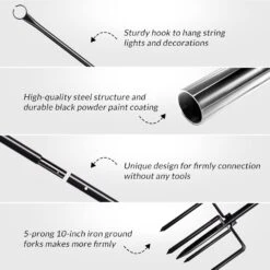 Walensee String Light Poles With Hook Outdoor Metal Lighting Pole For Hanging String Lights For Garden Party 9.4FT Lights Hanger With 5-Prong Fork Steel Stand Holder For Patio Christmas Wedding 4 Pack -Xmas Lighting Shop 61yqXAFxvqL. AC SL1500