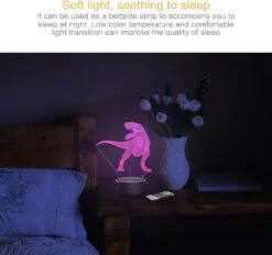 Dinosaur Night Light For Kids - 3D Dinosaur Lamp 16 Colors Optical Illusion Touch & Remote Control With 3 Acrylic Flats Best Christmas Birthday New Year Gifts For Boys Girls Kids Baby (3 Dinosaurs) -Xmas Lighting Shop 61z5AefOucL. AC SL1000