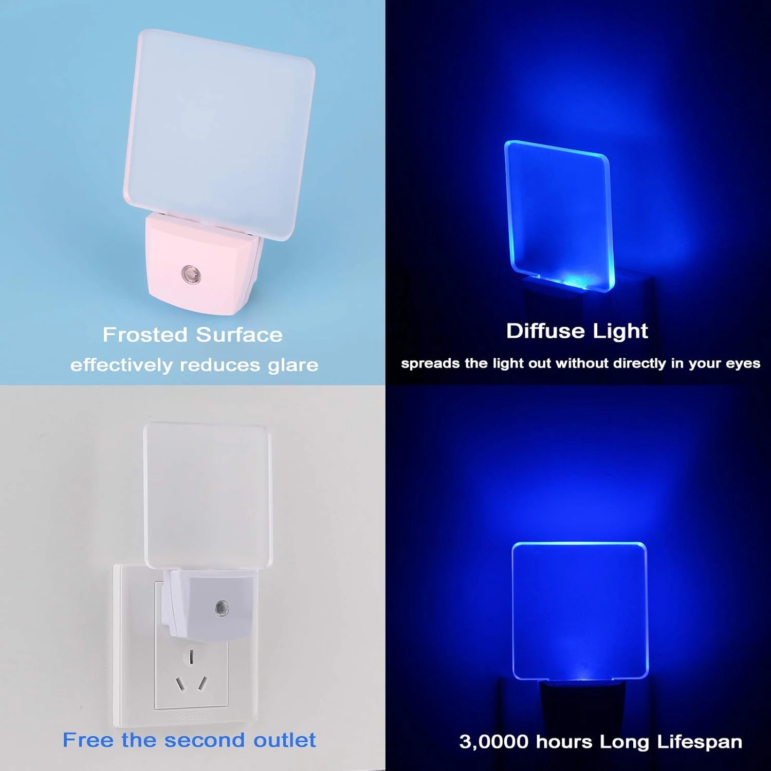 Blue Led Night Light Plug In, 4 Pack Dusk To Dawn Blue Night Light, Auto ON Off, 0.5W Suitable For Bathroom, Hallway, Nursery, Bedroom, Stairs, Kitchen, Adults, Kids, Halloween, Christmas Decor 4 Blue Led Night Light Plug In, 4 Pack Dusk To Dawn Blue Night Light, Auto ON Off, 0.5W Suitable For Bathroom, Hallway, Nursery, Bedroom, Stairs, Kitchen, Adults, Kids, Halloween, Christmas Decor - Image 4