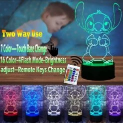 LOUHH Stitch Light, Stitch Gifts-3D LED Intelligent Remote Control Stitch Lamp 16 Color Light For Christmas Children's Room Decoration -Xmas Lighting Shop 71 2mTI0H6L. AC SL1000