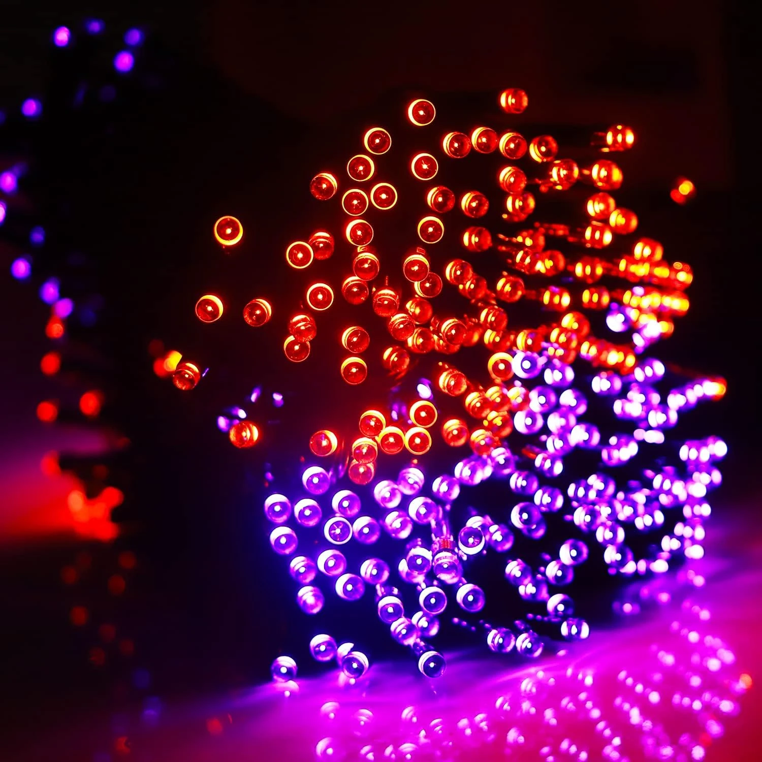 Vicila Halloween Solar String Lights Orange Purple, 2 Pack 200 LED Solar Lights Garden 8 Modes Fairy Lights For Christmas, Wedding, Party, Halloween Decorations-72ft(Purple&Orange) 3 Vicila Halloween Solar String Lights Orange Purple, 2 Pack 200 LED Solar Lights Garden 8 Modes Fairy Lights For Christmas, Wedding, Party, Halloween Decorations-72ft(Purple&Orange) - Image 3