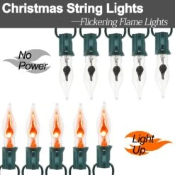 Christmas Decoration-Flickering Flame String Lights Outdoor Indoor, 10Ft C7 Retro Xmas Twinkle Flame Lights String With 10 Flame Light Bulbs(E12 Bulbs, Green) -Xmas Lighting Shop 71 CotXpEAL. AC SL1500