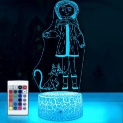 YAOMYLT Coraline Night Light For Kids Coraline Merch For Room Decor With Remote & Smart Touch 16 Colors Changing Dimmable Bedside Lamp As Christmas Halloween Birthday Gifts For Girls And Boys