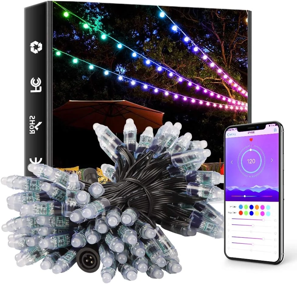 ELlight Outdoor String Lights 39ft 100LED, Dream Color Christmas Lights With APP, Waterproof Color Changing LED String Lights For Wedding Party 1 ELlight Outdoor String Lights 39ft 100LED, Dream Color Christmas Lights With APP, Waterproof Color Changing LED String Lights For Wedding Party