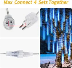 Meteor Shower Lights Outdoor - Total 19ft 8 Tubes 11.8 Inches Falling Rain Lights, Waterproof Lights Indoor & Outdoor For Christmas Halloween Decorations Tree/Porch Yard/Patio/Roof (Warm) -Xmas Lighting Shop 7106qMAHpOL. AC SL1500