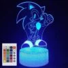 XVSGE Sonic Anime Lamp 3D Night Light For Kids -16 Colors 3D Illusion Lamp With Remote & Smart Touch,Bedroom Decorations Sonic Led Light, Birthday Christmas Gifts For Teens Boys Girls Kids