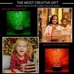 Junnire Cute Mouse Mice Anime Character 3D Optical Illusion LED Bedroom Decor Sleep Table Lamp With Remote 7 Colors Acrylic Visual Night Light Birthday Christmas Gifts For Kids -Xmas Lighting Shop 710N7Nr8VGL. AC SL1000