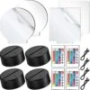 4 Pieces 3D Night LED Light Lamp Base And 4 Pieces Clear Acrylic Sheets With Remote Control And USB Cable, Christmas DIY Acrylic Adjustable 16 Colors 4 Modes Set For Restaurant Room Shop Bar