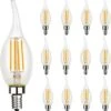 ENERGETIC 12 Pack Dimmable Candelabra Led Light Bulb, CA11 Shape,Flame Tip Style, 60 Watt Equivalent, 2700K Soft White, E12 Base, Led Candelabra Bulb,CRI 90+, UL Listed， Halloween Christmas Decoration